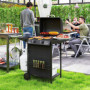 Gasolgrill med Sidobrännare, Termometer och Förvaringslösning Svart