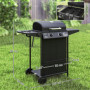 Gasolgrill med Sidobrännare, Termometer och Förvaringslösning Svart