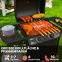 Gasolgrill med Sidobrännare, Termometer och Förvaringslösning Svart