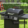 Gasolgrill med Sidobrännare, Termometer och Förvaringslösning Svart