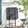 Vikbart Trädgårdsbord i Stål med Gallerdesign – 70 x 70 cm Svart