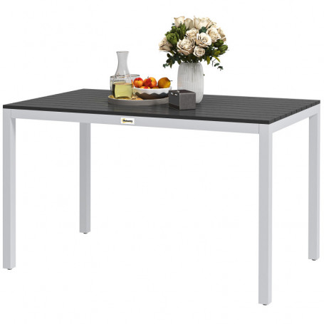 Trädgårdsbord i Laminatlook Aluminium – 120 x 70 cm Vit Svart