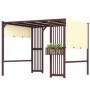 Pergola med Infällbar Baldakin, Växtlåda och Insynsskydd – 295 x 252 cm Metall Brun