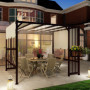 Pergola med Infällbar Baldakin, Växtlåda och Insynsskydd – 295 x 252 cm Metall Brun