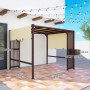 Pergola med Infällbar Baldakin, Växtlåda och Insynsskydd – 295 x 252 cm Metall Brun