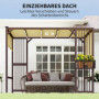 Pergola med Infällbar Baldakin, Växtlåda och Insynsskydd – 295 x 252 cm Metall Brun