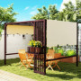Pergola med Infällbar Baldakin, Växtlåda och Insynsskydd – 295 x 252 cm Metall Brun