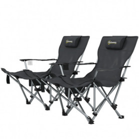 Hopfällbar Campingstol med Fotstöd, Nackstöd och Bärväska – 120 kg ...