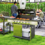 Stor Gasolgrill med Sidobord, Termometer och Förvaringsskåp