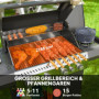 Gasolgrill med Sidobrännare, Genomskinligt Lock och Förvaringsskåp