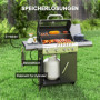 Gasolgrill med Sidobrännare, Genomskinligt Lock och Förvaringsskåp