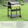 Gasolgrill med 4 Brännare, Sidobrännare och Förvaringshyllor