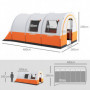Campingtält till 5 personer, Separata utrymmen, Vattentätt, Vit/Orange, 480 x 260 x 200 cm
