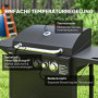 Gasolgrill med Sidobrännare, Kryddställ och Integrerad Termometer