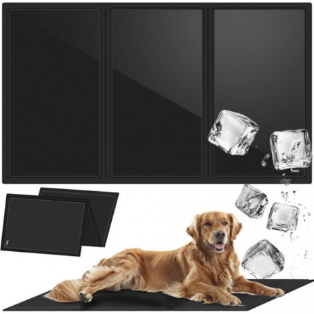 Kylmatta hund och katt 110x70cm hopfällbar, gelbaserad, svart, vattentät & reptålig – perfekt mot sommarvärme
