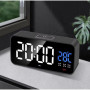 Digital LED Väckarklocka med snooze, ljudaktivering, datum & temperatur – USB & batteridrift – svart, modern & högljudd