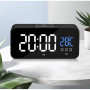 Digital LED Väckarklocka med snooze, ljudaktivering, datum & temperatur – USB & batteridrift – svart, modern & högljudd
