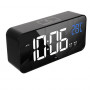 Digital LED Väckarklocka med snooze, ljudaktivering, datum & temperatur – USB & batteridrift – svart, modern & högljudd
