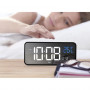 Digital LED Väckarklocka med snooze, ljudaktivering, datum & temperatur – USB & batteridrift – svart, modern & högljudd