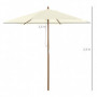 Justerbart Parasoll Bambu Ø2,5 x 2,3 m Krämvit