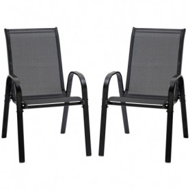 Trädgårdsstolar 2-pack med Metallram och Meshtyg – 70 x 54 x 90 cm