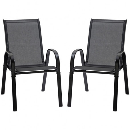 Trädgårdsstolar 2-pack med Metallram och Meshtyg – 70 x 54 x 90 cm