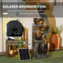 Trädgård Fontän Solcell LED 107 cm (H) Grå Brun