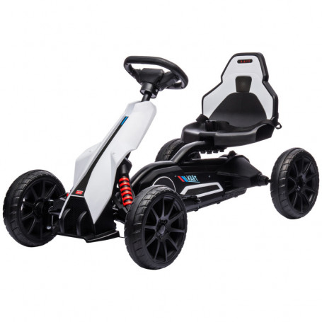 GoKart Trampbil För Barn 3-8 år med Säkerhetsbälte Vit