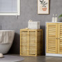 Tvättkorg i Bambu 63 L med Lock 44 x 37 x 62,5 cm naturträ