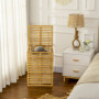 Tvättkorg i Bambu 63 L med Lock 44 x 37 x 62,5 cm naturträ