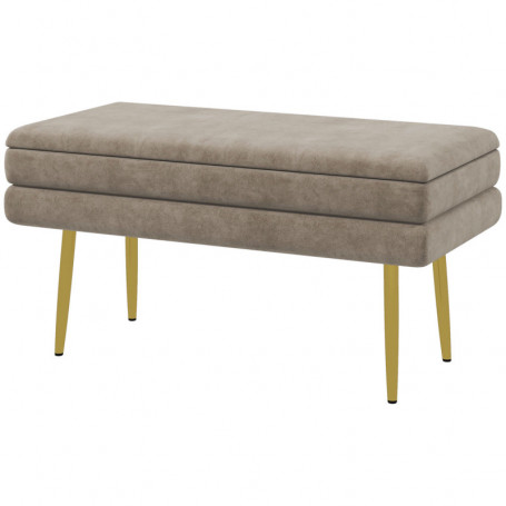 Sittbänk / Sängbänk med Förvaringsutrymme 80 x 37 x 43 cm Beige / Guld