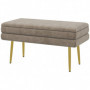 Sittbänk / Sängbänk med Förvaringsutrymme 80 x 37 x 43 cm Beige / Guld