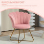 Fåtölj med Lotus Design Ryggstöd, Metallben, Rosa