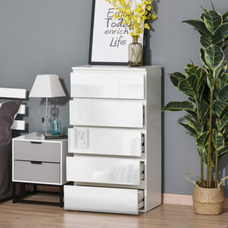 Byrå med 5 Lådor 55 cm x 34 cm x 100 cm, Vit