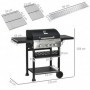 Gasolgrill med 4 Brännare, Sidobrännare och Förvaringshyllor Svart