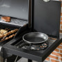 Gasolgrill med 4 Brännare, Sidobrännare och Förvaringshyllor Svart