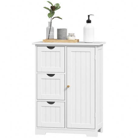 Badrumsskåp 3 lådor, Hylla, MDF, Vit 60 x 30 x 80 cm