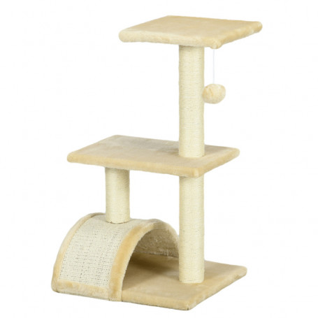 Klösträd i Flera Nivåer med Sisal och Plysch – 72 cm (H) krämvit