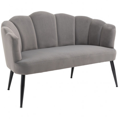 Fåtölj 2-sits Blomma Design Sammet Grå 132 x 66 x 80 cm