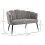 Fåtölj 2-sits Blomma Design Sammet Grå 132 x 66 x 80 cm