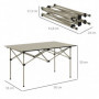 Campingbord Hopfällbart i Aluminium 95 x 55 cm Khaki