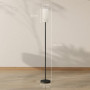 Modern Golvlampa med linneskärm och fotpedal