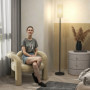 Modern Golvlampa med linneskärm och fotpedal