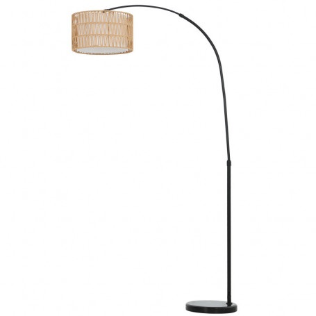 Golvlampa Båge med Marmorfot, Justerbar Höjd - Svart / Naturlig