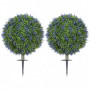 Konstgjorda 2 st Lavendelträd Grön - Lila Ø40 cm med Markspikar