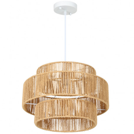 Pendellampa i Boho Chic med Hampaskärm – 177 cm