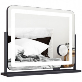 Sminkspegel med LED-lampor, USB-port, 3 lägen, roterbar, svart