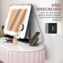 Sminkspegel med LED-lampor, USB-port, 3 lägen, roterbar, svart
