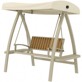 Hammock Trädgårdsgunga 2-sits med Sidobord, 200 x 120 x 190 cm, beige