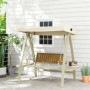 Hammock Trädgårdsgunga 2-sits med Sidobord, 200 x 120 x 190 cm, beige